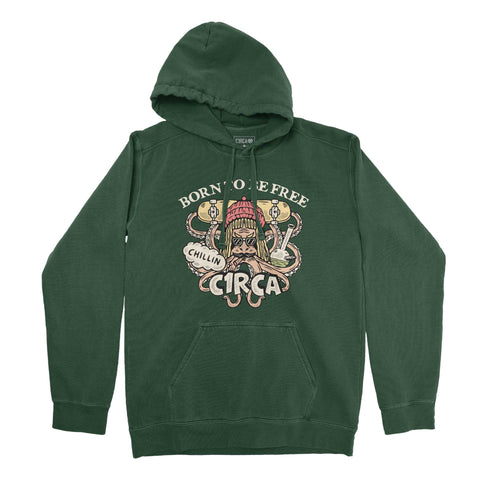 Hoodie BE FREE - Bottle Green - C1RCA